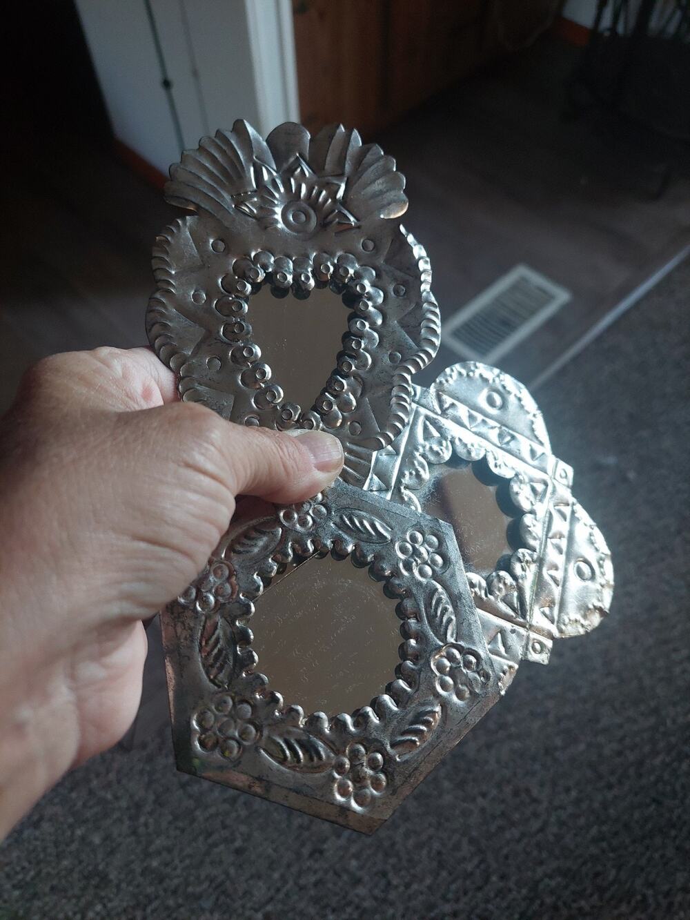 Mexican Tin Mirrors Set Made in Mexico Boho Wall Decor